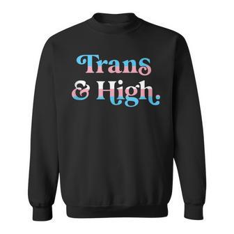 Trans And High Weed Marijuana Retro Lgbtq Pride Flag Sweatshirt - Monsterry CA