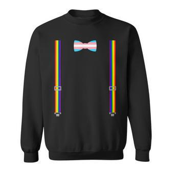 Trans Pride Transgender Equality Lgbt Flag Bow Tie Suspender Sweatshirt - Monsterry UK