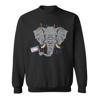 Transgender Flag Elephant Lgbt Trans Pride Stuff Animal Sweatshirt - Monsterry UK