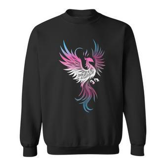 Transgender Phoenix Bird Trans Pride Flag Rising From Ashes Sweatshirt - Monsterry DE