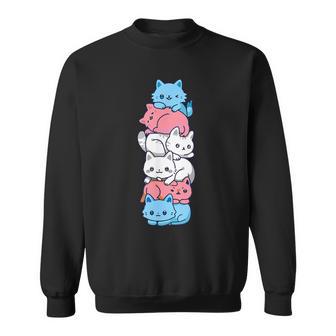 Transgender Pride Cat Lgbt Trans Flag Cute Cats Sweatshirt - Seseable