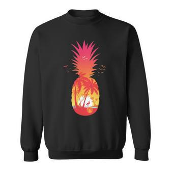 A Tropical Beach A Sunset Relax And Pineapples Sweatshirt | Mazezy