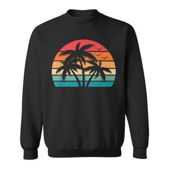 Tropical Hawaiian Retro Palm Tree Sunset Hawaii Beach Sweatshirt - Thegiftio UK