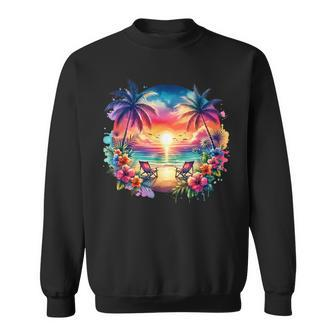 Tropical Island Beach Wave Sunset Scene Sweatshirt - Monsterry DE
