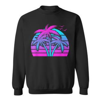 Tropical Vaporwave Hawaiian Palm Tree Hawaii Beach Edm Sweatshirt - Thegiftio UK