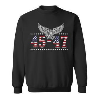 Trump 2024 President 45 And 47 American Flag Trump 2024 Sweatshirt - Monsterry