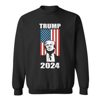 Trump 2024 Reelect President Donald Trump American Flag Maga Sweatshirt - Monsterry