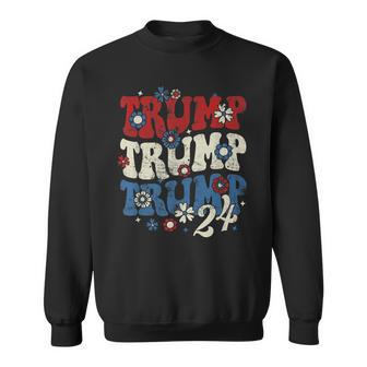 Trump Trump Trump 2024 Retro Groovy Sweatshirt | Mazezy