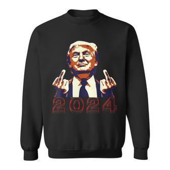 Trump Giving Finger 2024 Flipping Off Sweatshirt | Mazezy