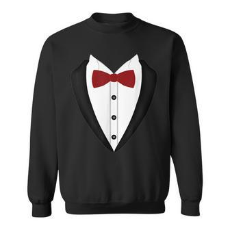 Tuxedo With Red Bow Tie Printed Suit Sweatshirt - Monsterry CA