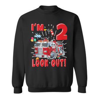 Two 2Nd Birthday Fire Truck Boy 2 Year Old Firefighter Sweatshirt - Seseable