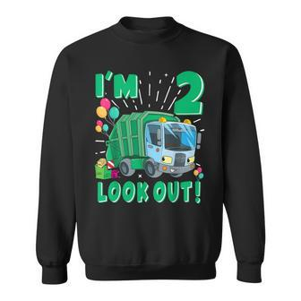 Two 2Nd Birthday Garbage Truck Trash Boy 2 Years Old Sweatshirt - Monsterry