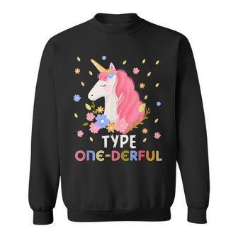 Type One-Derful Unicorn Diabetic Type 1 Diabetes T1d Sweatshirt - Monsterry