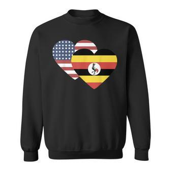 Uganda Usa Heart Flag T Sweatshirt - Monsterry