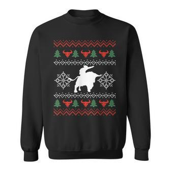 Ugly Christmas Bull Riding Cowboy Country Bull Rider Sweatshirt - Monsterry AU