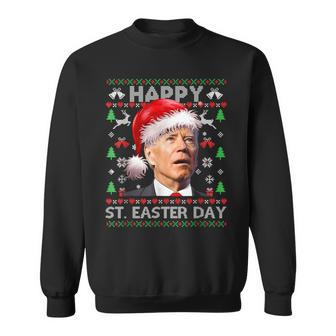 Ugly Christmas Sweater Joe Biden Happy Easter Day Xmas Sweatshirt - Seseable