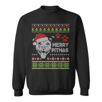 Ugly Sweater Presents Dog Paws Merry Christmas Pitmas Day Me Sweatshirt - Monsterry UK