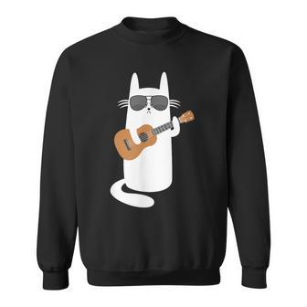 Ukulele Cat With Sunglasses Ukulele Player Sweatshirt - Thegiftio UK