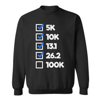 Ultra Marathon 100K Next Running Checklist Sweatshirt | Mazezy