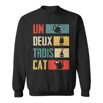Un Deux Trois Cat Vintage French Joke Cat Lovers Sweatshirt - Monsterry DE