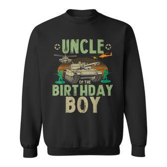 Uncle Of The Birthday Boy Army Party Matching Family Sweatshirt - Monsterry
