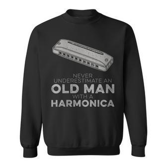 Never Underestimate An Old Man With Harmonica Humor Sweatshirt - Monsterry