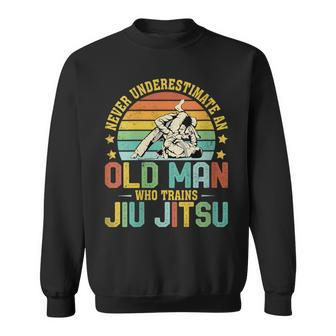 Never Underestimate An Old Man Who Trains Jiu Jitsu Mens Sweatshirt - Thegiftio UK
