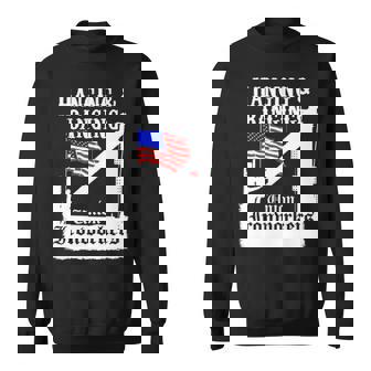 Union Ironworkers Hanging & Banging American Flag Pullover Sweatshirt | Mazezy