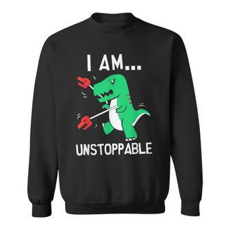 I Am Unstoppable T-Rex Dinosaur Claw Grabber Xmas Sweatshirt - Monsterry AU