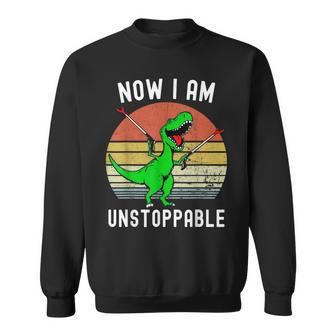 Now I Am Unstoppable Trex T-Rex Retro Vintage Sweatshirt - Monsterry