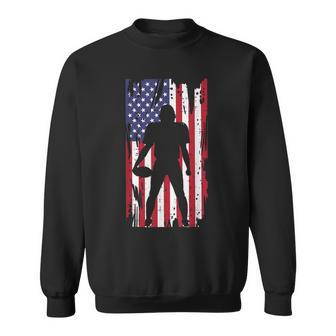 Us Flag American Football Player Silhouette Vintage Patriot Sweatshirt - Seseable