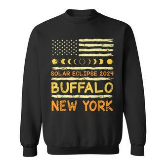 Us Flag American Total Solar Eclipse 2024 Buffalo New York Sweatshirt - Monsterry UK