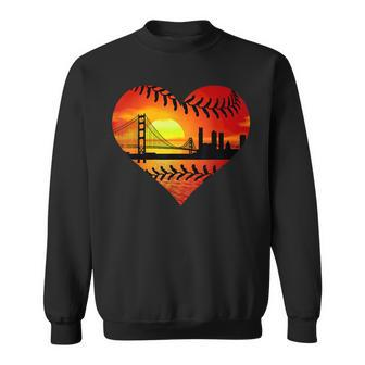 Us San Francisco Baseball Patriotic Baseball Vintage Heart Sweatshirt - Monsterry