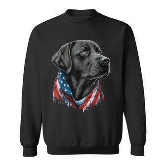 Usa 4Th Of July Black Patriotic American Labrador Retriever Sweatshirt - Monsterry