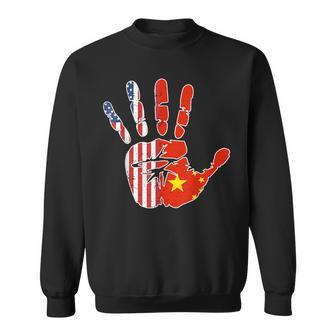 Usa China Flag Handprint Proud Chinese American Sweatshirt - Monsterry AU