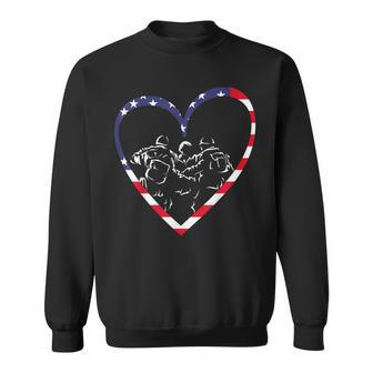 Usa Flag Heart American Patriotic Armed Forces Memorial Day Sweatshirt - Monsterry DE