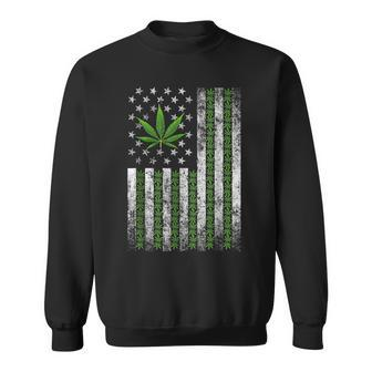 Usa Flag Marijuana Weed Leaf Flag Cannabis Stoner 420 Sweatshirt - Monsterry CA