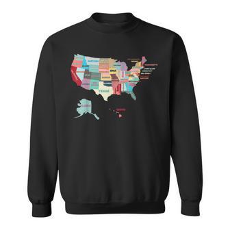 Usa Map With States Names United States Us Sweatshirt - Monsterry