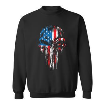 Usa Military American Skull Flag Patriotic 4Th July Mens Sweatshirt - Monsterry UK