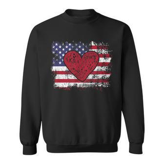 Valentine's Day American Flag Red Hearts Us Patriotic Love Sweatshirt - Monsterry