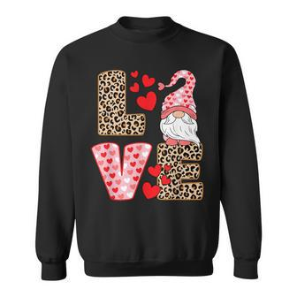 Valentines Day Cute Love Heart Gnome Leopard Cheetah Print Sweatshirt - Monsterry DE
