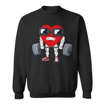 Valentines Day Heart Weightlifting Deadlift Fitness Sweatshirt - Monsterry