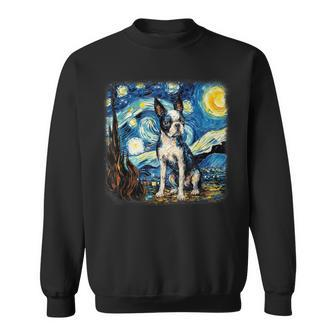 Van Gogh Boston Terrier In Starry Night Sweatshirt - Thegiftio UK