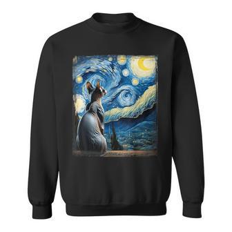 Van Gogh Starry Night Style Artistic Sphynx Cat Sweatshirt - Monsterry CA