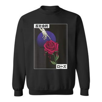 Vaporwave Bleeding Rose Anti Social Club Sweatshirt - Monsterry