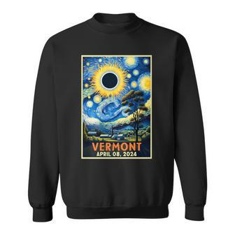 Vermont Total Solar Eclipse 2024 Starry Night Van Gogh Sweatshirt - Thegiftio UK