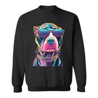 Vibrant Pitbull Wearing Sunglasses Sweatshirt - Monsterry AU