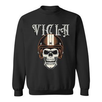 Vicla Gangster Biker Skull Motorcycle Rider Sweatshirt - Monsterry CA