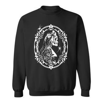 Victorian Gothic Frame Death Portrait With Skull And Spiders Sweatshirt - Monsterry CA