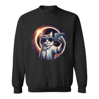 View American Totality 2024 Selfie Cat Solar Eclipse Sweatshirt - Seseable